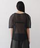 AFTERGLOWOOL Sheer Half Sleeve Blouse-Black