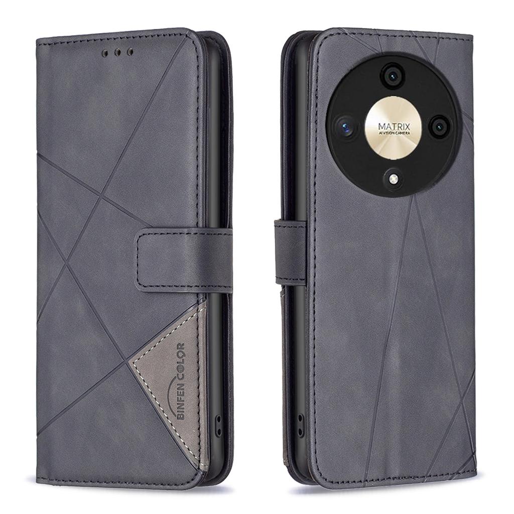BINFEN COLOR For Honor X9b 5G/Magic6 Lite 5G Phone Cases Wallet Stand Geometry Imprinted Leather Cover