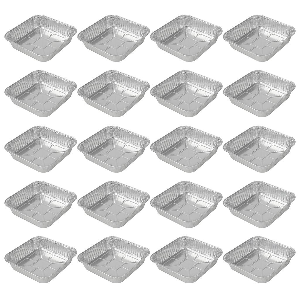 Paquete de 20 Bandejas Cuadradas Apilables de Papel de Aluminio Contenedores para Hornear para Uso en Horno Freidoras de Aire Revestimientos Accesorios