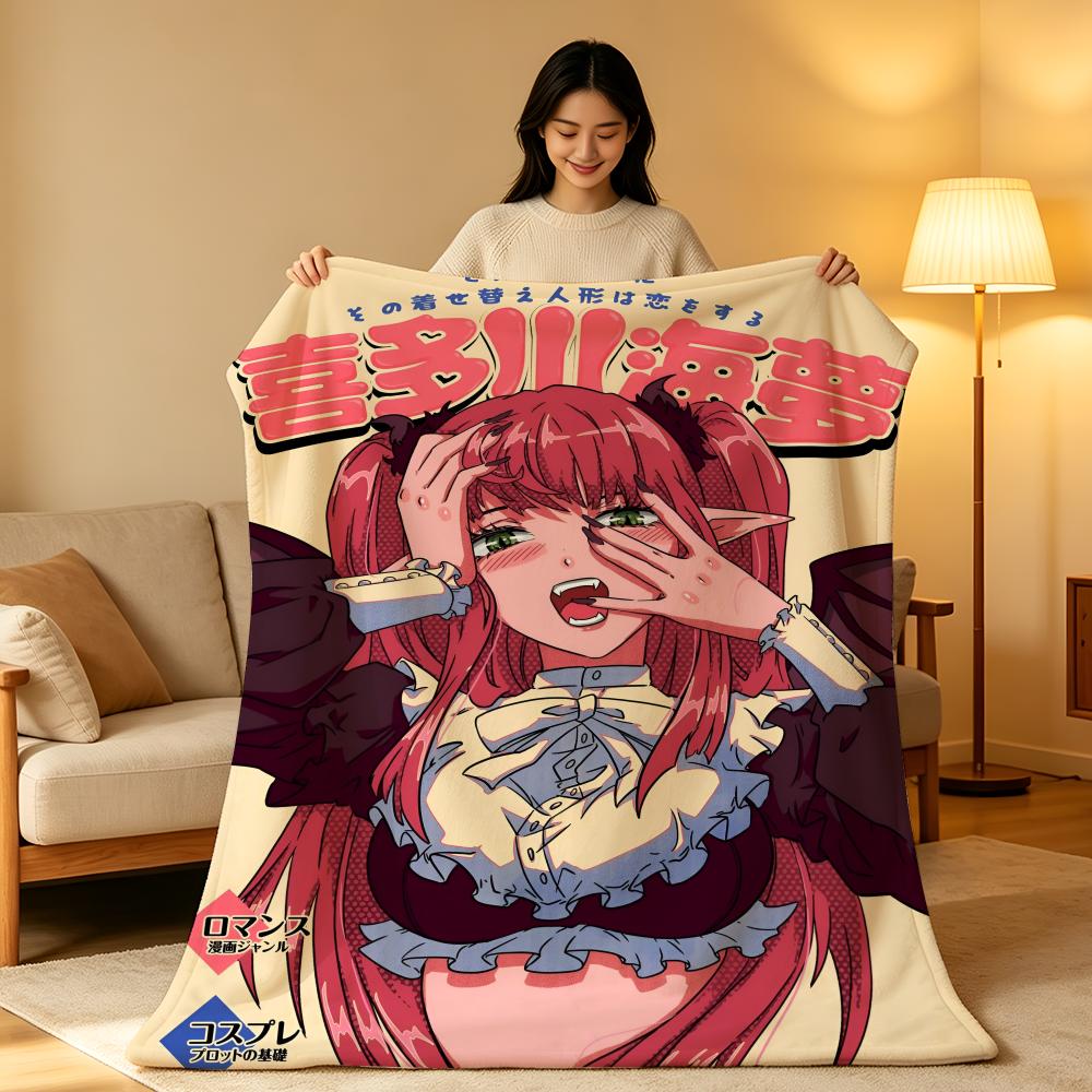 Anime M-My Dress Up Darling Throw High-Density Short Plush Blanket Soft Skin-Friendly for Sofa Nap Air-Conditioned Room