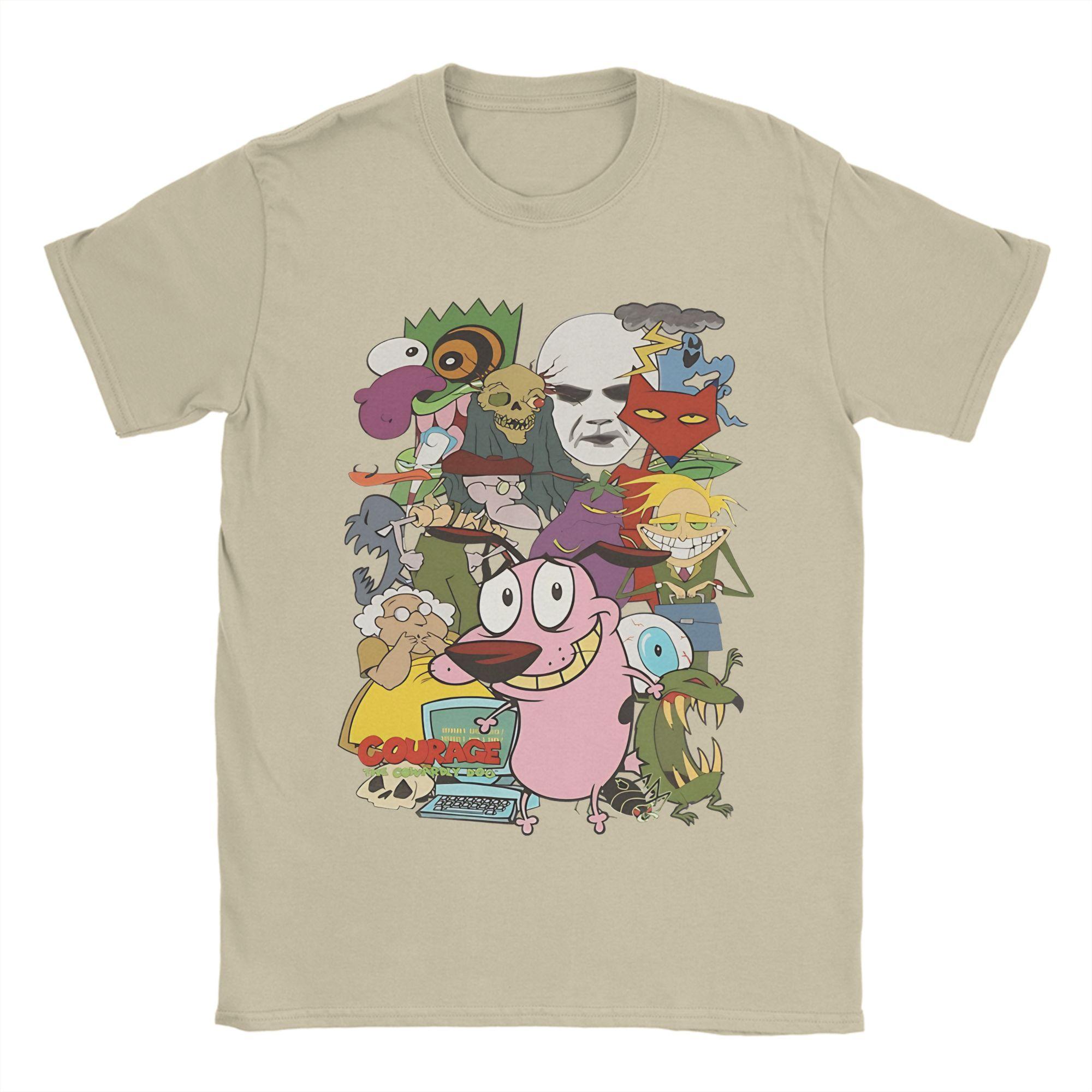

Vintage Courage Dog T-Shirt Men Round Neck 100% Cotton T Shirts Short Sleeve Tees 4XL 5XL Clothing M