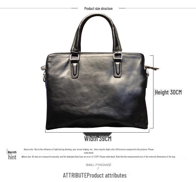 Korean Style Men's Leather Crossbody Briefcase