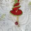 1pcRed Christmas Tree Car Rearview Mirror Pendant Handwoven Car Interior Decoration Holiday Party Crystal Ball Bag Pendant Gift