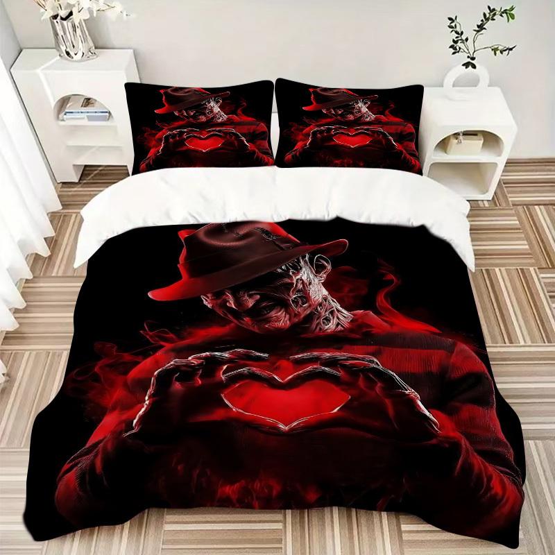 3pcs Horror Icon Duvet Cover Set, Includes 1 Duvet Cover and 1/2 Pillowcases (No Insert) yy251104215