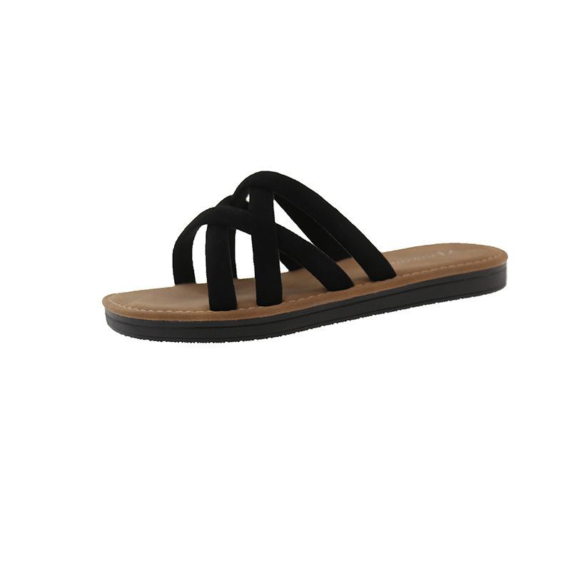 Römische Einwort-Flachsandalen Damenbekleidung rutschfest vielseitig kühlende Hausschuhe Strand Sommer Punkt-Stil Mode