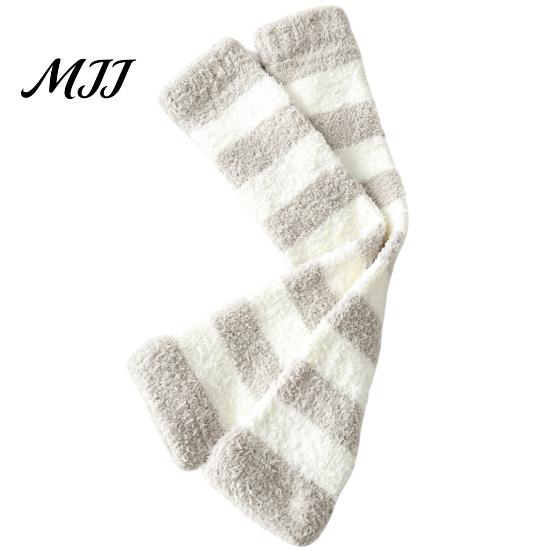 Thermal Velvet Leg Sleeves for Women Coral Fleece Warmers Women, Thickened Winter Knee High Cozy Plush Sleep Socks Socks, Striped/Solid Color,