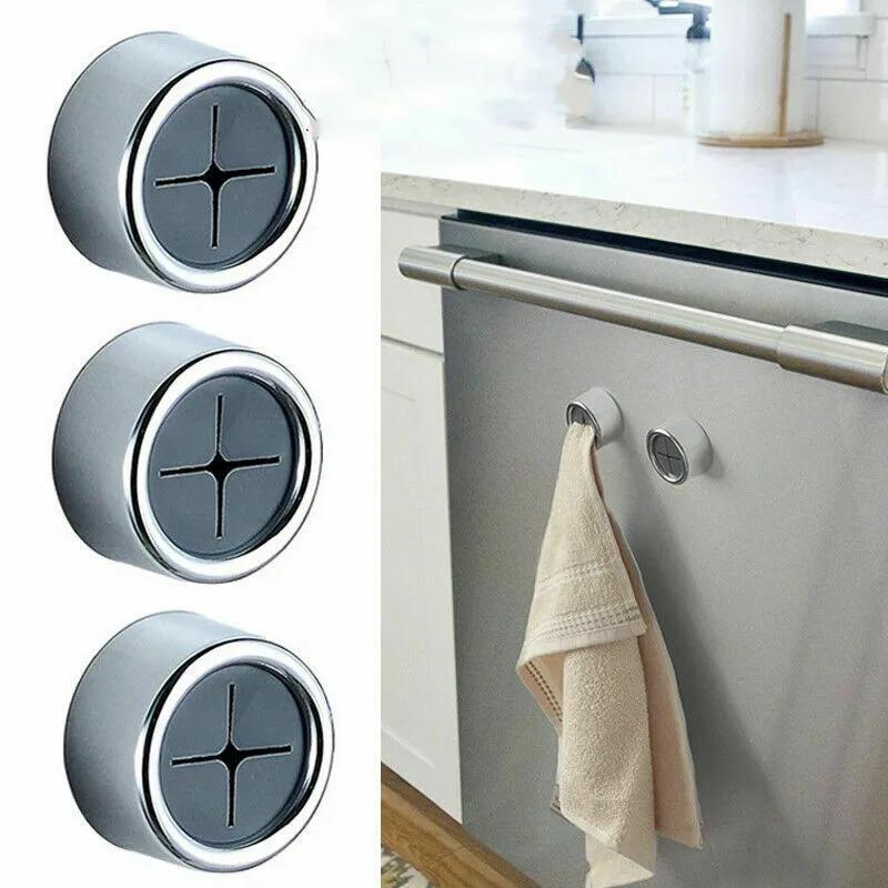 1 PC Push-In Tea Towel Holder Grab Hook Chrome Plated Self-Adhesive Kitchen Cloth Clip Hook Universal Hook
