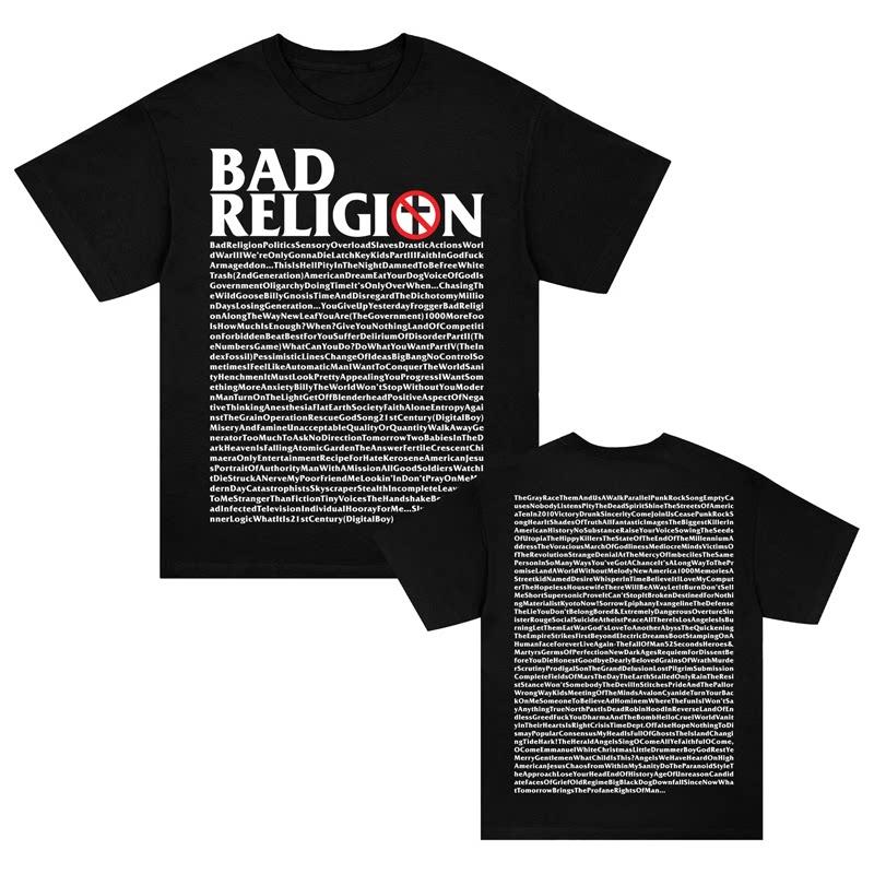 1980 Bad Religion Μπάντα PUNK Hardcore Casual T-shirt Ανδρικό και Γυναικείο Πολυτελής Μάρκα Κορυφή