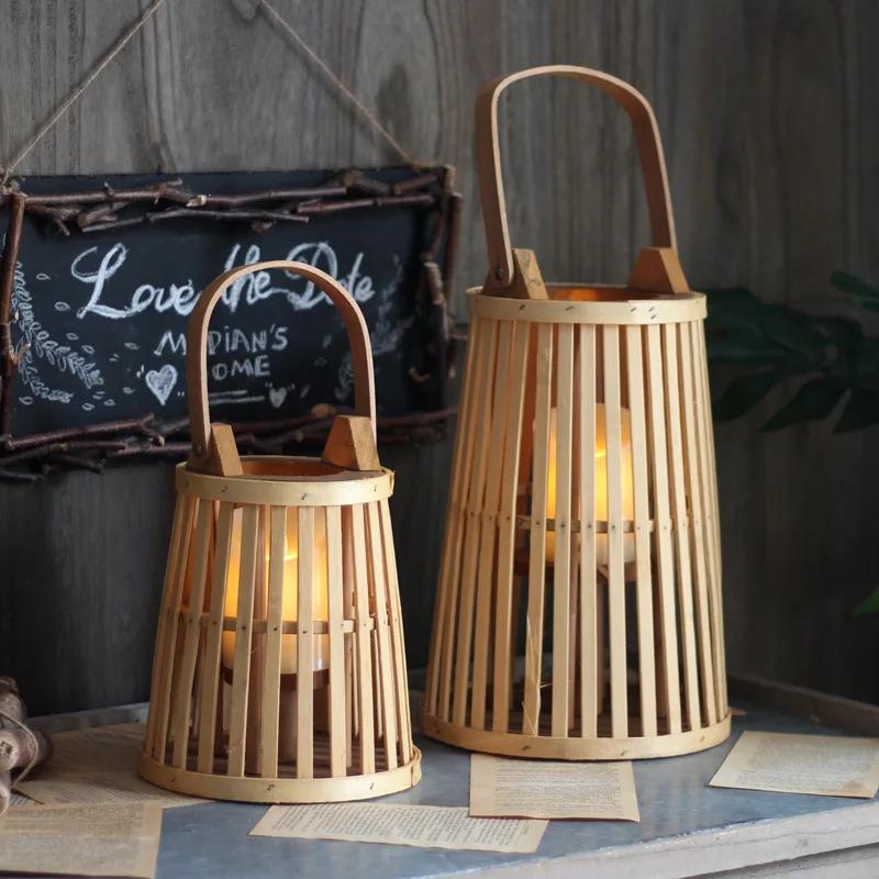 Creative Modern Candle Holder Handmade Wood Minimalist Nordic Hollow Garden Lantern Geometric Wedding Home Decor Candlebra