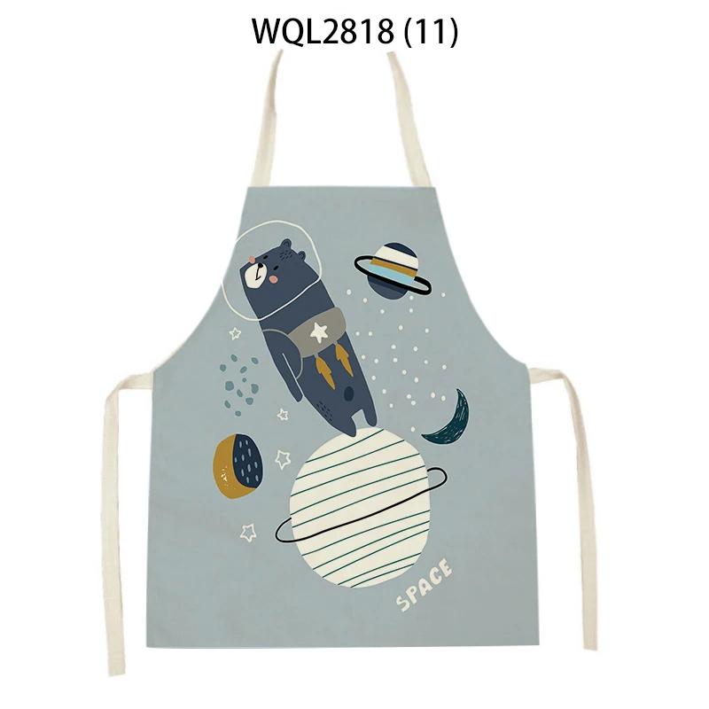 Cute Dog Cat Sheep Cattle Bear Animal Print Kitchen Aprons Women Men Linen Sleeveless Antifouling Apron Cooking Baking Waist Bib