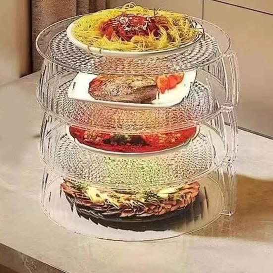 Capac Alimentar din Plastic Transparent cu Mâner Cupolă Universală pentru Oale Tigăi Farfurii Rezistent la Praf Stivuibil Accesoriu de Bucătărie Multifuncțional pentru Casă Bufet