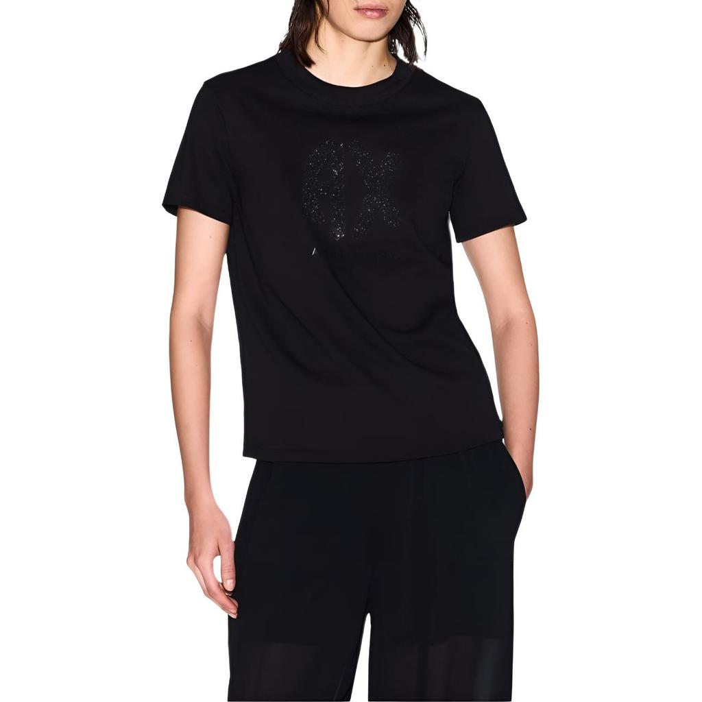 Armani Exchange Cotton Crew Neck Regular Fit T-Shirt Women tops Black XW000548-AF10359-UC001