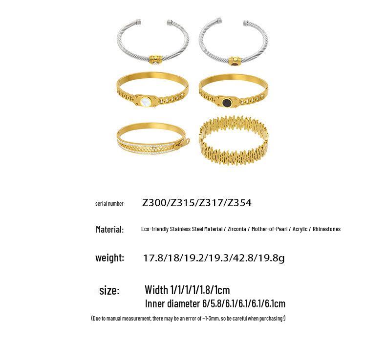 18K Gold-Plated Stainless Steel Geometric Bracelet with 5A Zircon Inlay