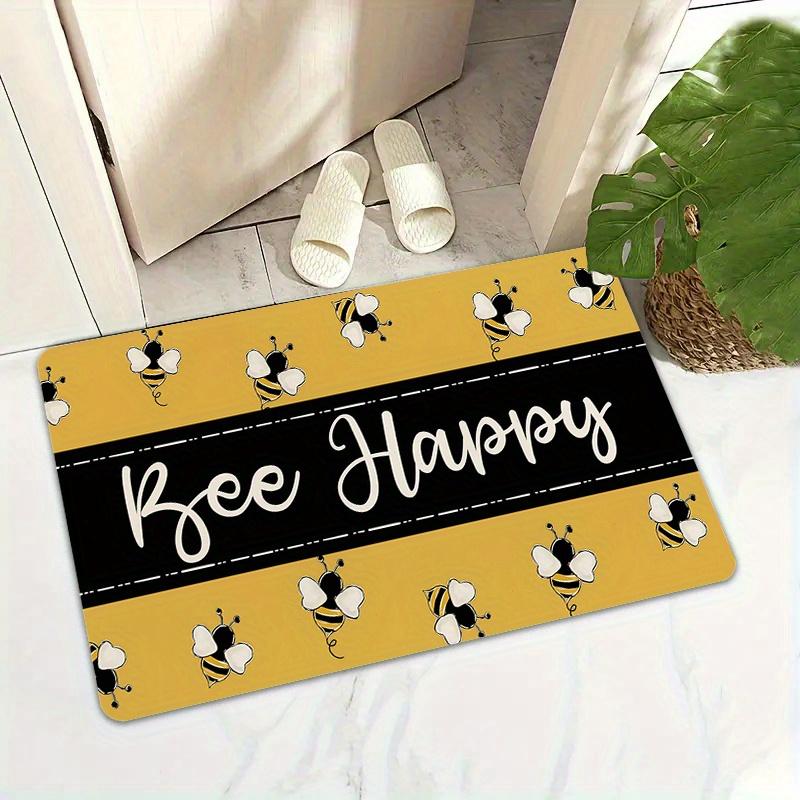 Bee Happy Themed Doormat - Fun and Cheerful Bee Design for Home Entrance, Perfect for Bathroom and Kitchen Decor 40x60cm