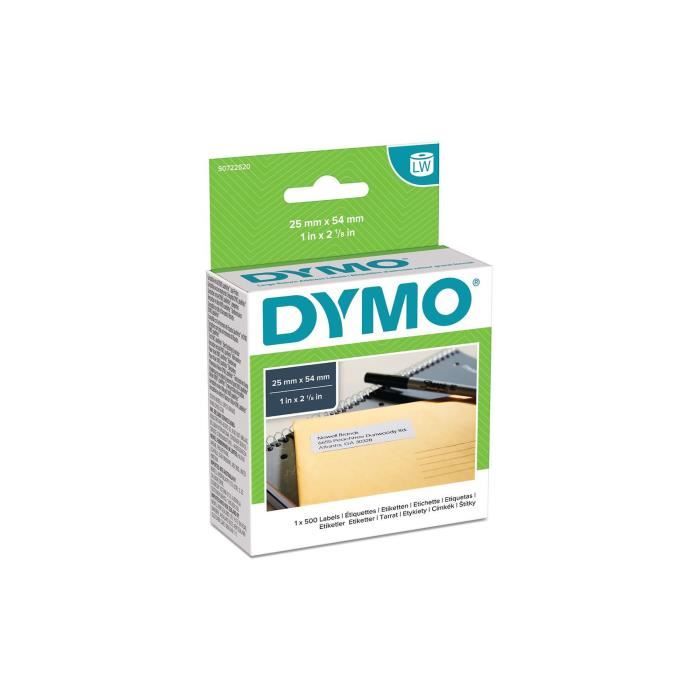 Étiquettes d'adresse DYMO LabelWriter - Format Large 54mm x 25mm - Boite de 1 rouleau de 500 étiquettes