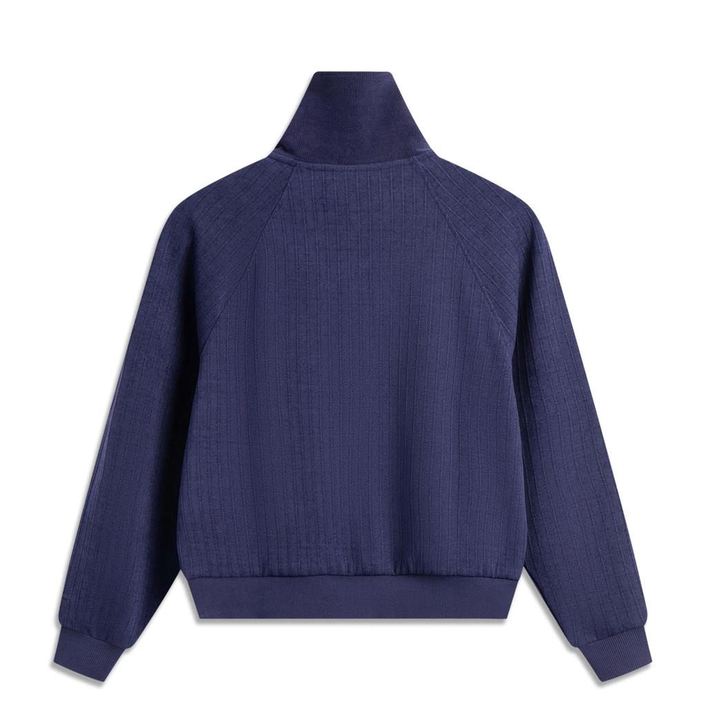 Li Ning Sports Trend Series Solid Color Stand Collar Comfortable Breathable Versatile Casual Sweatshirt Women Sweatshirt Sailor-Blue AWDV138-1
