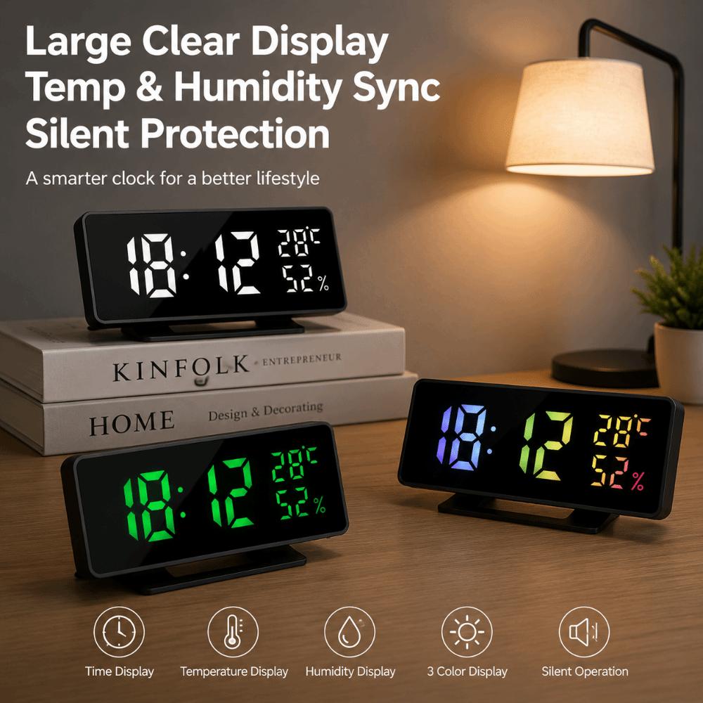 Snooze Desktop Table Clock Dual Alarm Bedside LED Clock Digital Alarm Clock  Home Decor