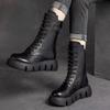 Chunky Platform Punk Boots for Women Thick Bottom Knee High Boots Woman Autumn Winter Fashion PU Leather Motorcycle Botas Mujer