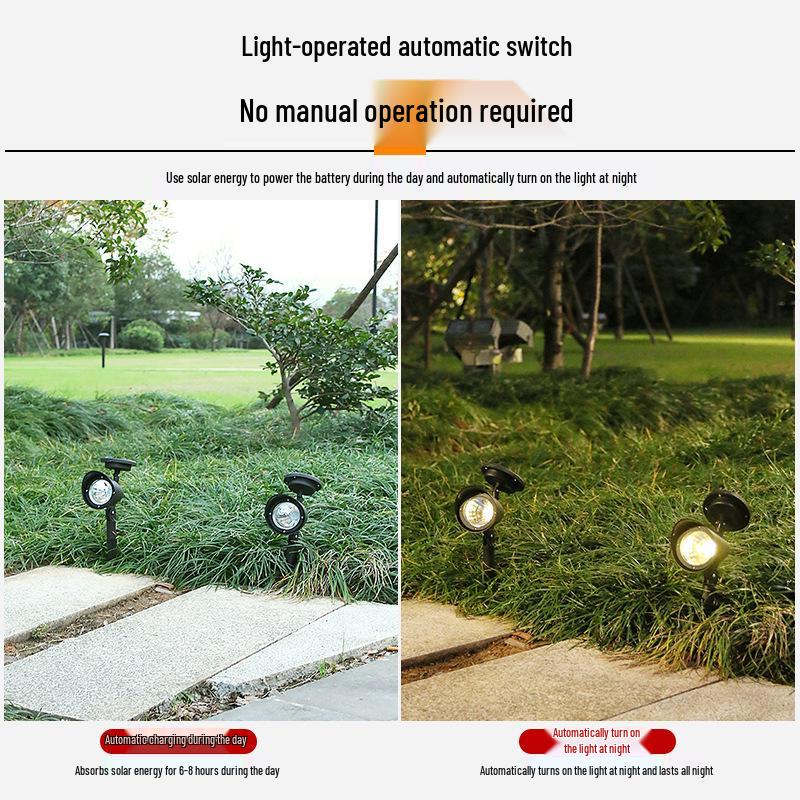 Waterproof Solar 4-LED Lawn Spotlights: Outdoor Decorative Landscape Lighting for Yard, Villa, and Park
