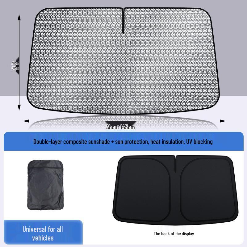 Titanium Silver Car Sunshade Windshield & Window Blackout with Heat Insulation and Laser Sun Blocker
