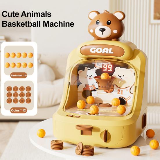 Jogo de Basquete de Arremesso de Animal de Desenho Animado com Exibição de Pontuação Mini Máquina de Arcade de Arremesso de Basquete de Mesa Dinossauro Urso Cesto de Basquete Brinquedo