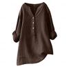Camicia estiva taglie forti tinta unita casual in cotone e lino, camicetta vintage con tasca, abbigliamento da donna