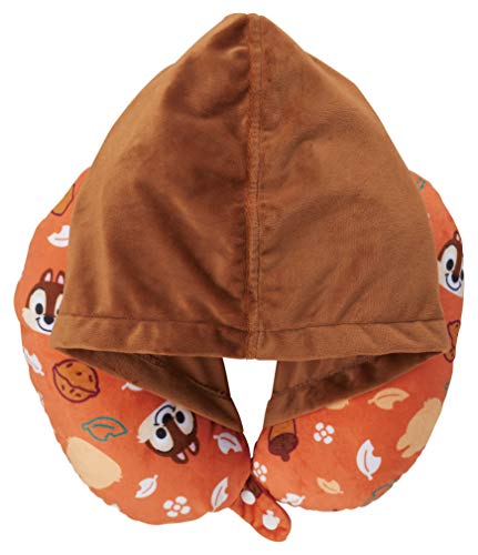 Marushin Hooded Neck Pillow, Disney Chip & Dale, Relaxing/Chip, Bead-filled, Transforms into a Plush Toy, Reversible, 2215038100