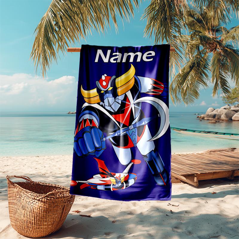 Personalized customized proof beach towel with UFO Robo Grendizer pattern - soft, absorbent,quick-drying,perfect swimming,camping&bathing