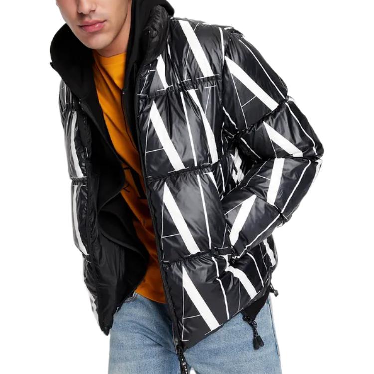 Armani Exchange FW22 Letter Logo Print Stand Collar Warm Down Jacket Men Jacket Black 8NZBP8-ZNULZ-22AR