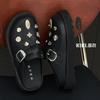 MONA same shoes 2025 new retro bag head half slippers women's outer wear rivets casual leather platform muller shoes