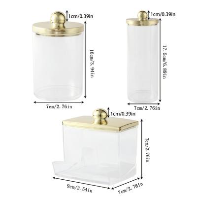 Wattestäbchenhalter Spender, Badezimmer-Organizer für Wattebällchen/Wattepads/Runde Pads/Zahnseide/Haargummis Behälter Kommoden-Organizer Flaschenspender