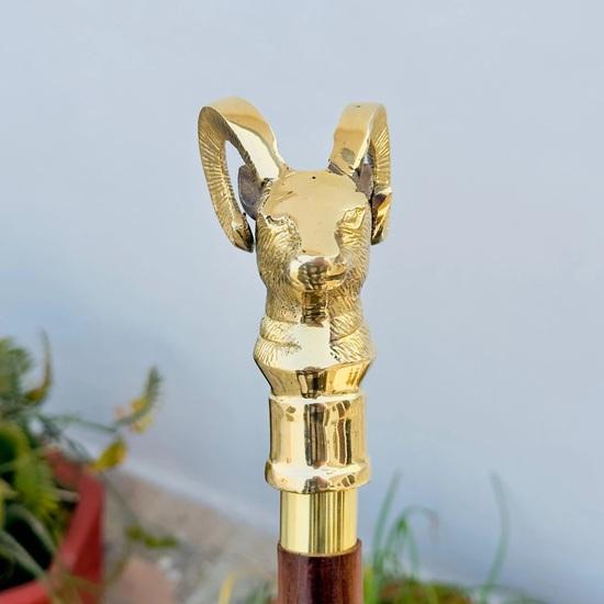 91.44 Cm Brass Deer Head Walking Stick, Handmade Luxury Cane for Collectors, Unique Walking Stick for Men Women Gift