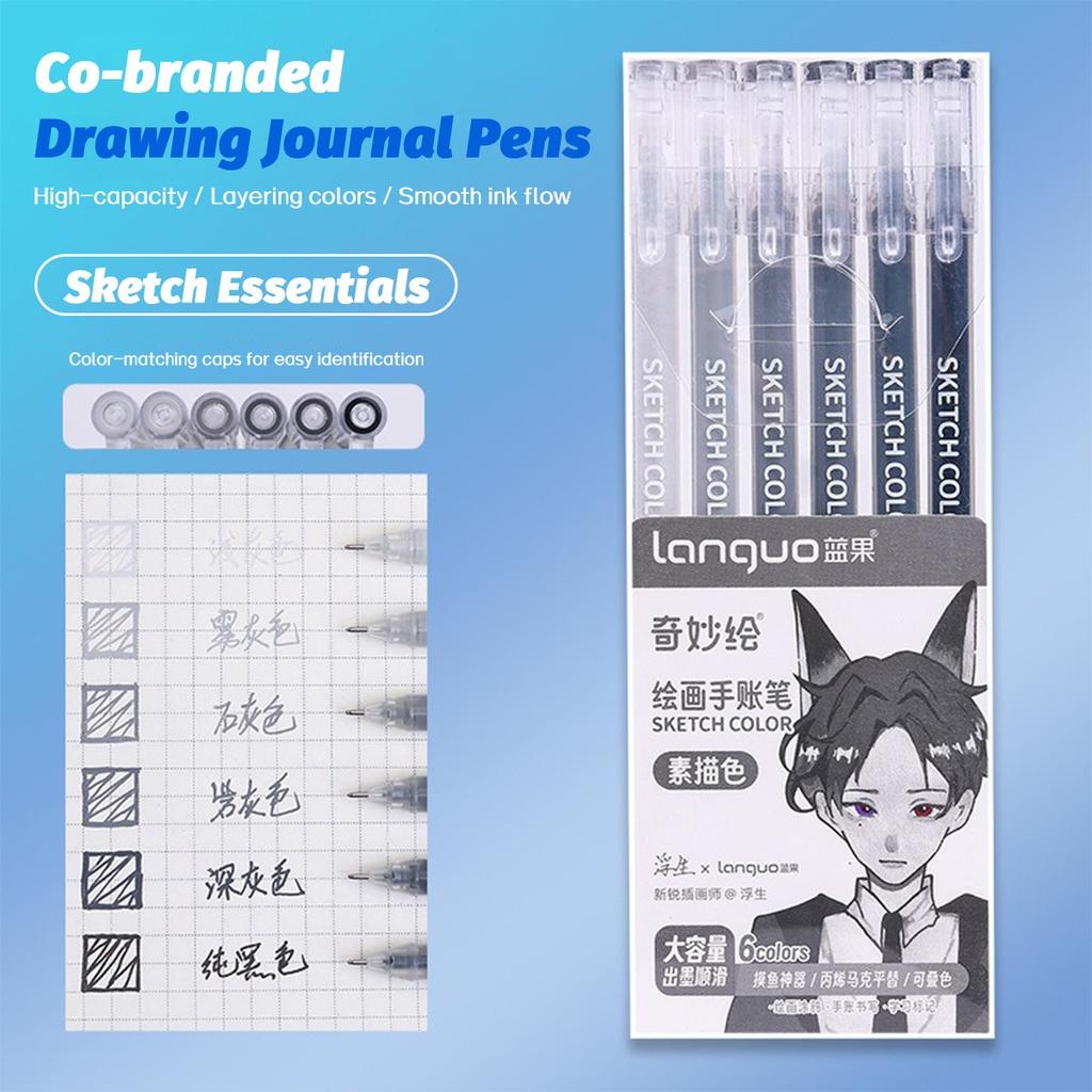 6/9pcs Set Languo Morandi Gel Pens 0.5mm Kawaii Pastel Set for Students Diary Scrapbook Painting & Drawing Pen School Supplies