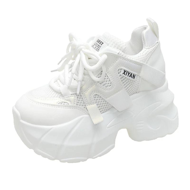 Fashion 9.5CM Spring Women Casual Sneaker Autumn Lace Up High Platform Shoes Thick Sole Sport Dad Shoes Woman Sneakers Chaussure Femme