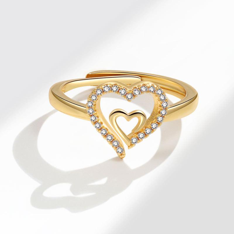 Women Heart Shaped Diamond Wedding Ring Romantic Couple Engagement Band For Marriage Proposal Jewelry Gift
