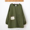 Long Sleeve Pure Cotton Cartoon Smock: Stain-Resistant Apron for Painting, Coffee Shops, and Home Kitchen Use.