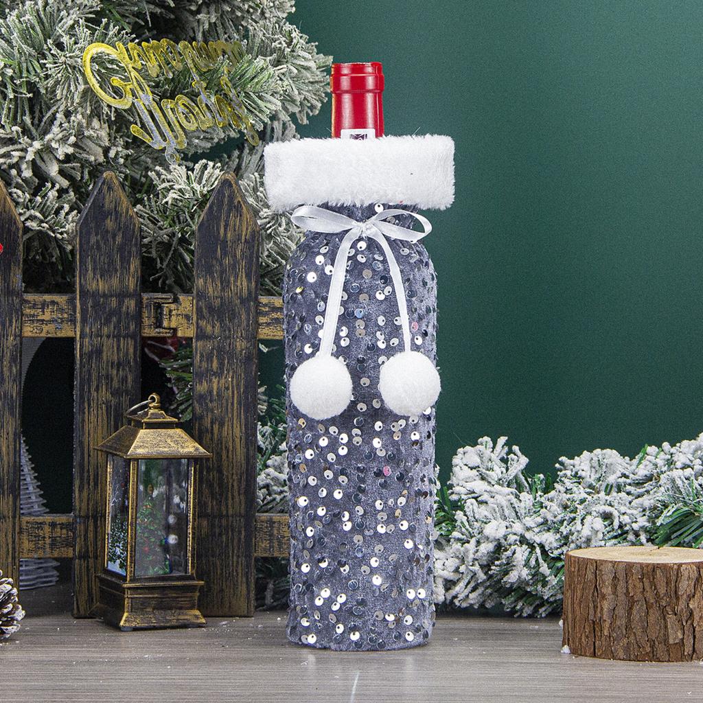 Christmas Decorations, European And American Sequined Wine Bottle Bags, Plush Wine Cases, Gift Bags, Hotel Table Decorations