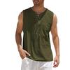 Men's Casual Loose Cotton Linen Shirts  Colour Shirt Blouse Sleeveless Vest Beach Shirts Tops