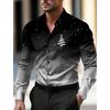 Camicie da Uomo a Tema Natalizio con Stampa Alberi di Natale Grafiche Degradé Fiocchi di Neve Camicie a Manica Lunga Button-Up Top alla Moda