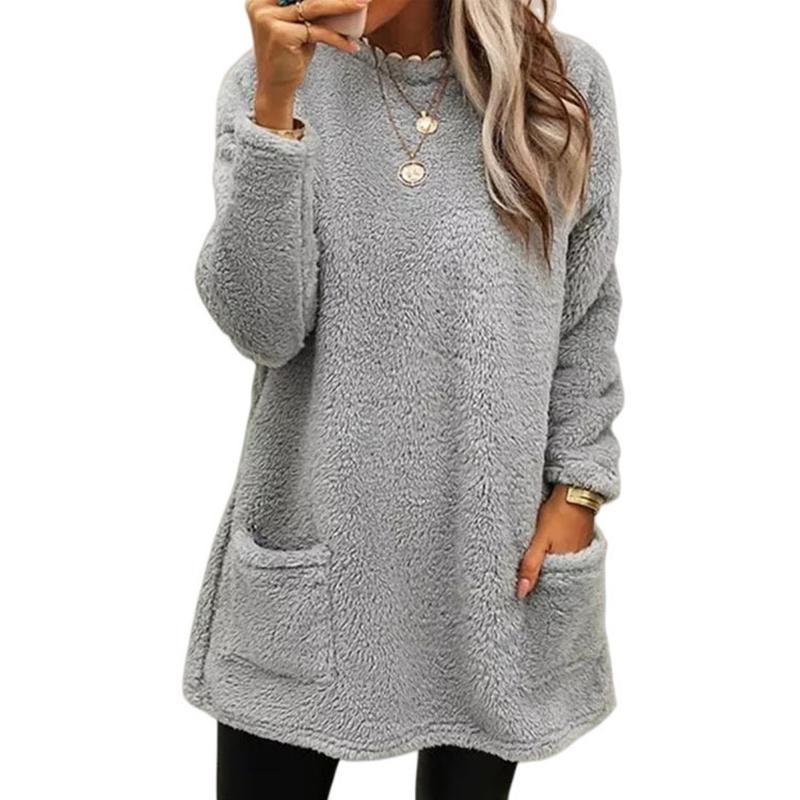 Women Winter Warm Hoodie Coat Streetwear Fleece Pocket Thinken Sweatershirt Autumn Female Casual Loose Outfits Hoodie Tops