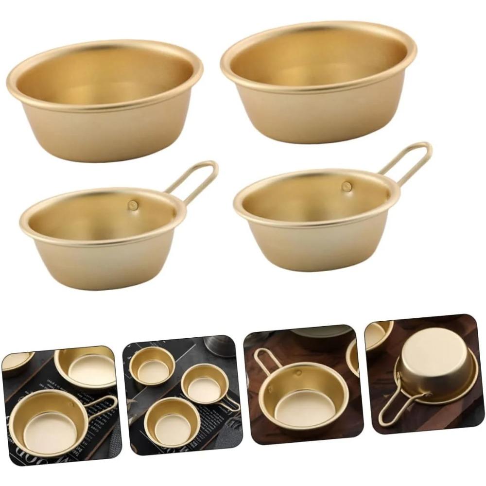 Aluminum Korean Style Wine Bowl with Handle Household Food Sauce Bowls Small Bowl, Korean Cuisine round Barbecue Seasoning Bowl
