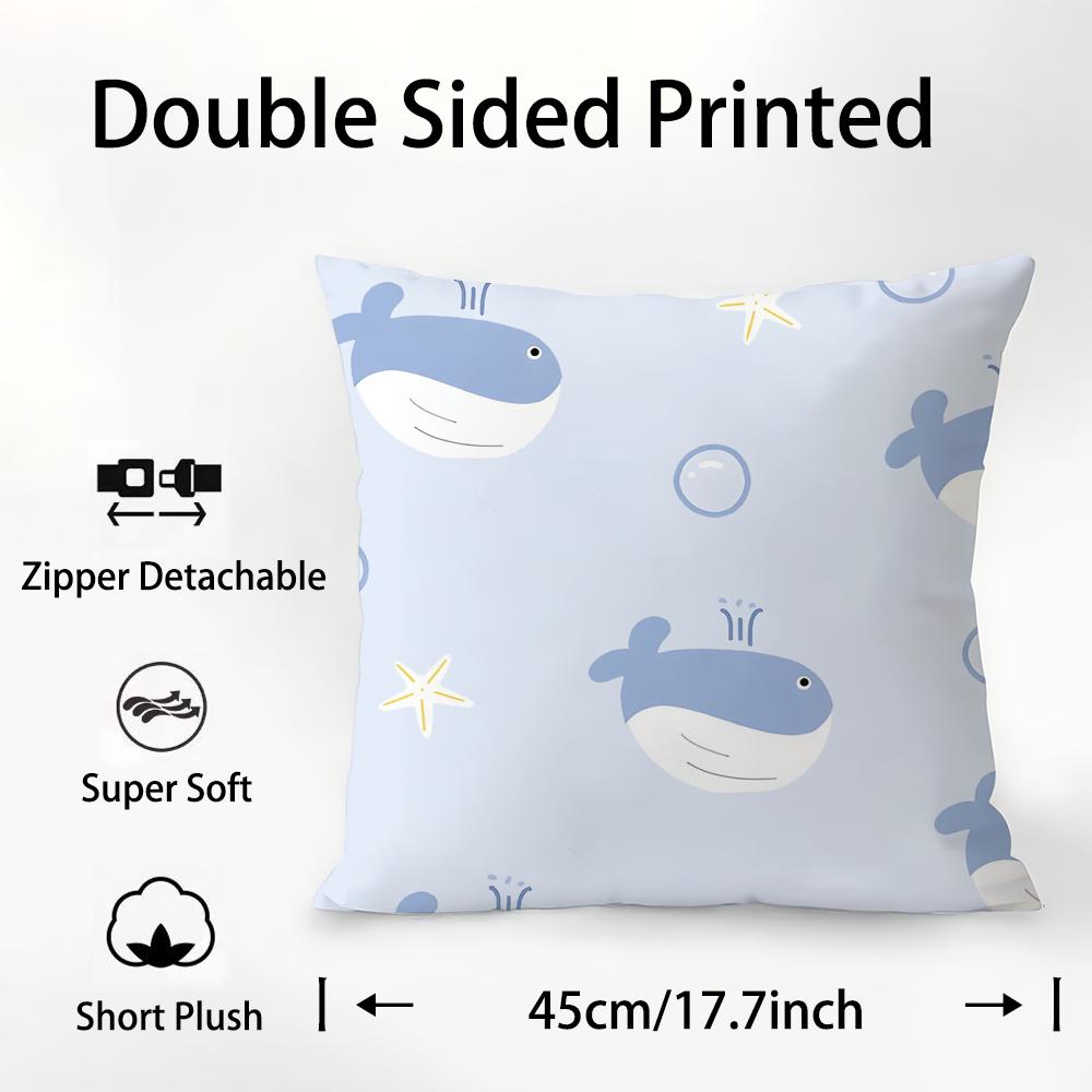 

Cartoon Fresh Print Pillow Case Plush Fabric Soft Double Sided Print Sofa Cushion Cover Throw Pillow Covers 12x12Inch