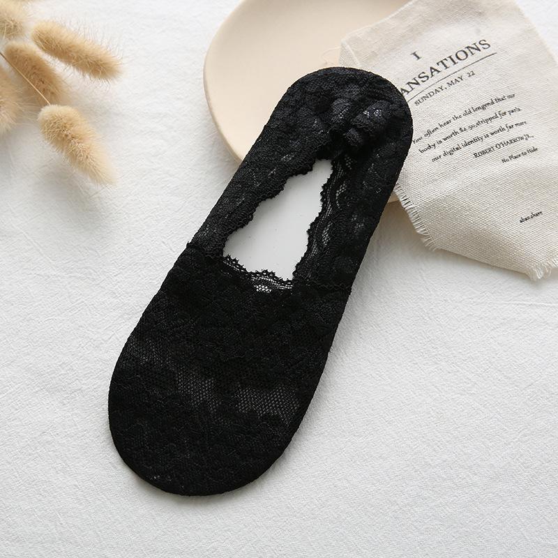 Women's Low Cut Lace Boat Socks - Breathable, Non-Slip, Invisible Cotton