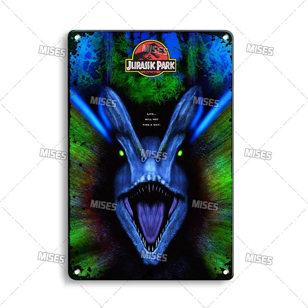 MISES Film Classico Jurassic Park Targa Metallica Pub Targa Metallica Giardino Vecchia Targa Murale Segno Metallico Arrugginito Decorazione Murale Poster Metallico
