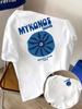Mykonos Insel Retro Beach Club Blumendruck auf Premium 100% Baumwolle Unisex T-Shirt Perfekt für den Sommerurlaub Stil