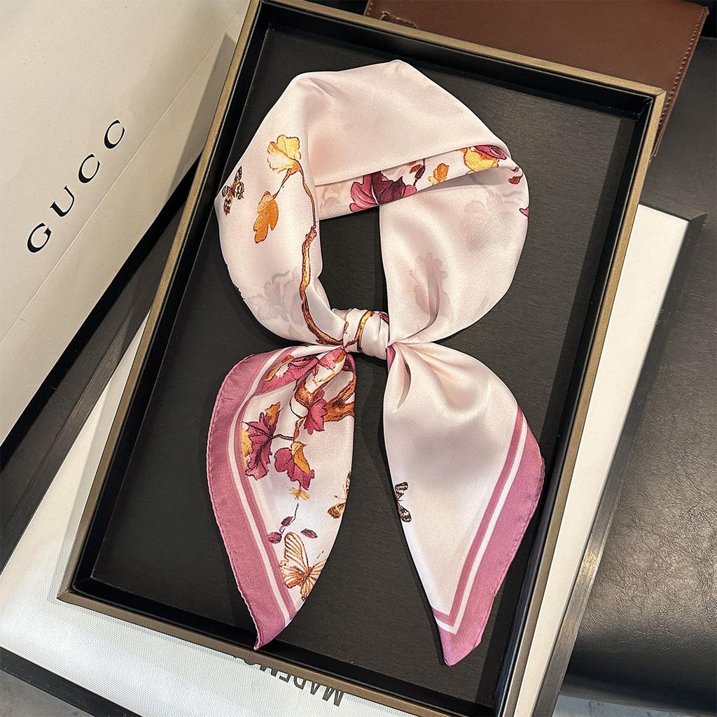 70*70Cm Square Floral Print Designer Women Silk Scarf Scarves Bandana Hijab Neckerchief Shawl Kerchief Hair Band Foulard Luxury