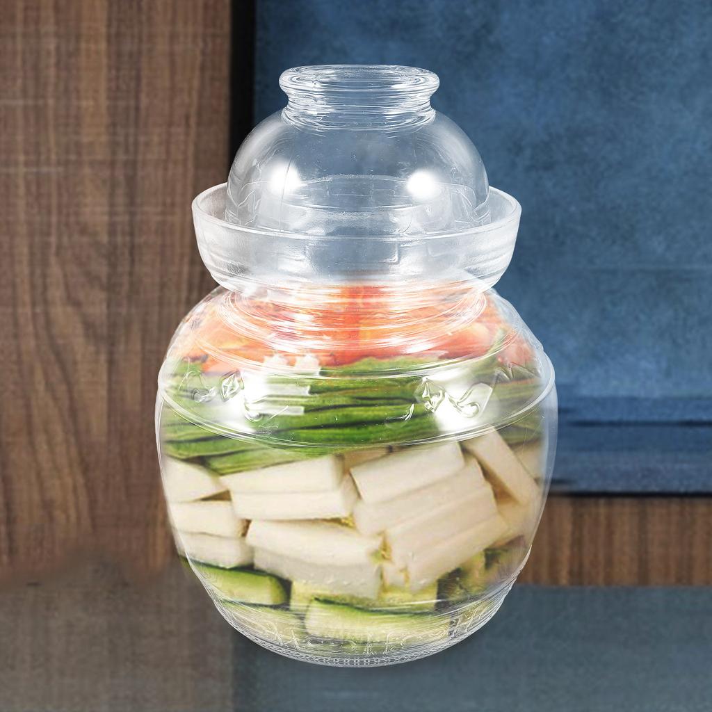 1Pcs Fermentation Jar Household Kitchen Pickle Jar Glass Transparent Storage Container Sealed Food Can Practical Storage Tank
