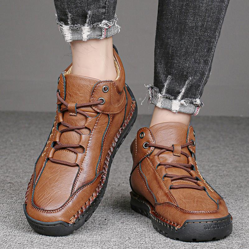 New Autumn Men's Boots  Handmade Leather Men Ankle Boots Outdoor Design Sneakers Fashion Breathable Men's Casual Shoes