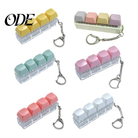 Fidget Keyboard Toy Mechanical Keychain Stress Anxiety Relief Portable Travel Quiet Kids Adults 4 Keys Clicking Sensory Keycap