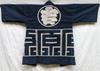 [USED] Antique Indigo Happi Coat, "Maru-ni-Kichi" Good Luck Crest, Vintage Japanese Yoshihara Style, Corporate Brand Hanten, Rare Aizome Cotton, Japan